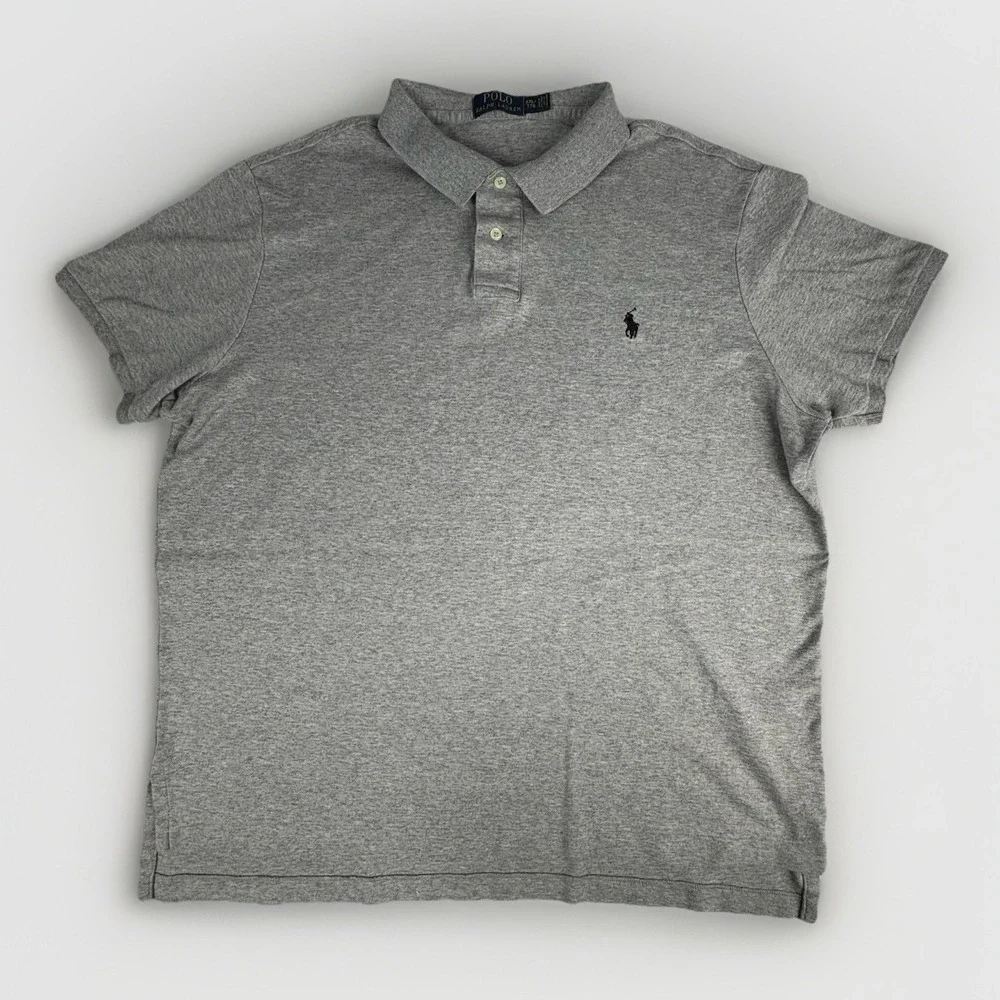 Ralph Lauren Polo Shirt Mens Golf Casual Gray XXL Custom Slim Fit Short Sleeve